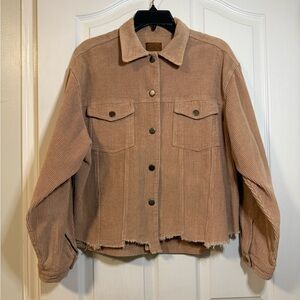 POL Corduroy Utility Jacket in Blush Pink/Beige Medium